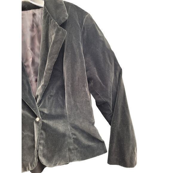 HP Vintage Black Velour One Rhinestone Button Fitted Jacket - Picture 8 of 15
